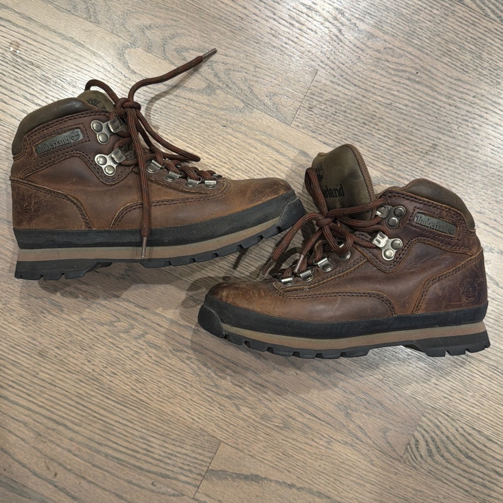 Timberland Vintage Brown Leather Ankle Boots euro Hiker 95310 Size 6 90s